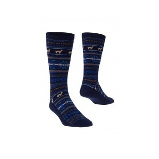 Baby Alpaka Premium Jacquard Socken marine- royal 36-38